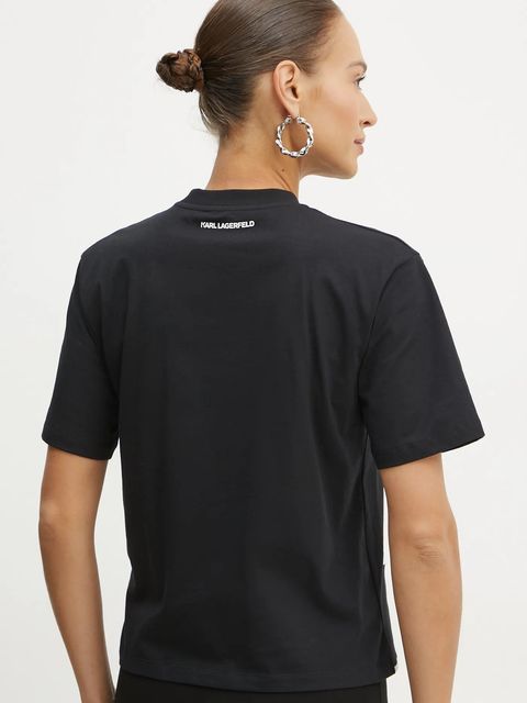 Karl Lagerfeld t-shirt bawełniany KARL SIGNATURE damski kolor czarny A1W17013 - zdjęcie produktu nr 2