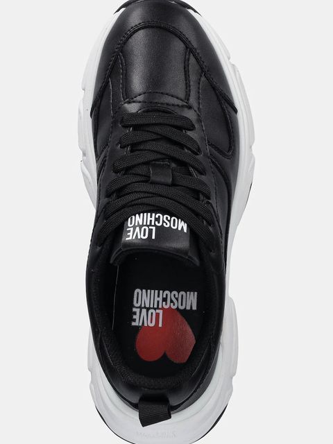 Love Moschino sneakersy skórzane damskie kolor czarny JA15246G0NIA0000