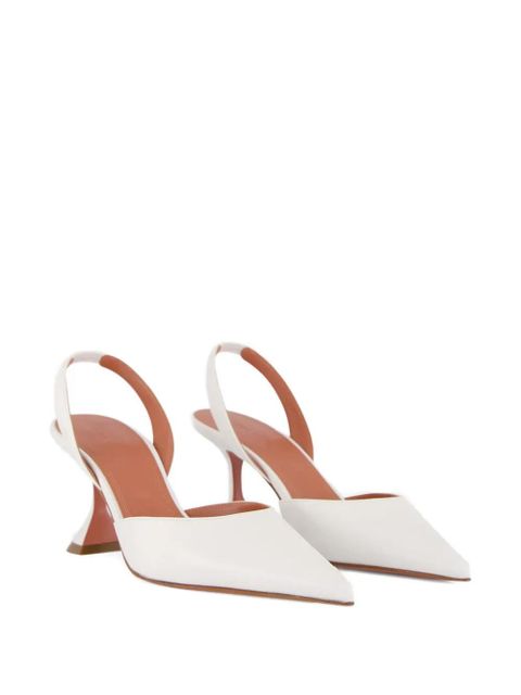 Amina Muaddi slingback-strap leather heeled pumps - White - zdjęcie produktu nr 2