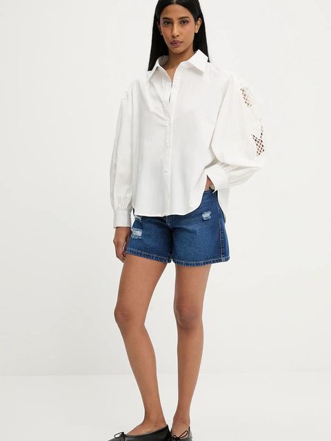 Answear.LAB szorty jeansowe damskie kolor granatowy gładkie high waist - zdjęcie produktu nr 2