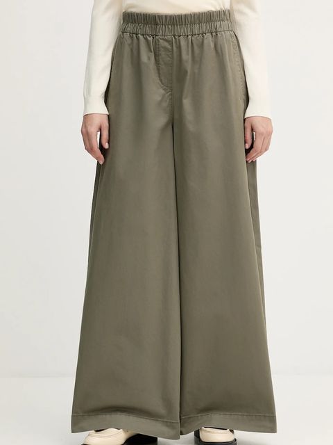 United Colors of Benetton spodnie bawełniane damskie kolor zielony szerokie high waist 4PAXDF0A4 - zdjęcie produktu nr 1