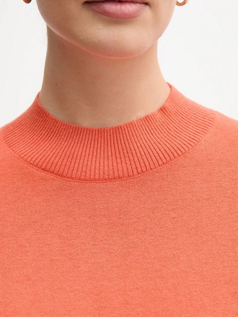 United Colors of Benetton sweter z dodatkiem wełny damski kolor pomarańczowy lekki z półgolfem 1Y6SD2041 - zdjęcie produktu nr 2