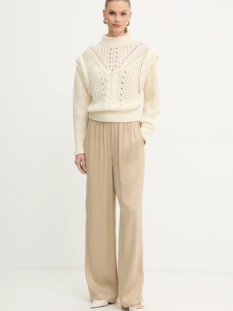 BOSS Orange sweter z dodatkiem wełny damski kolor beżowy 50548951 - zdjęcie produktu nr 2