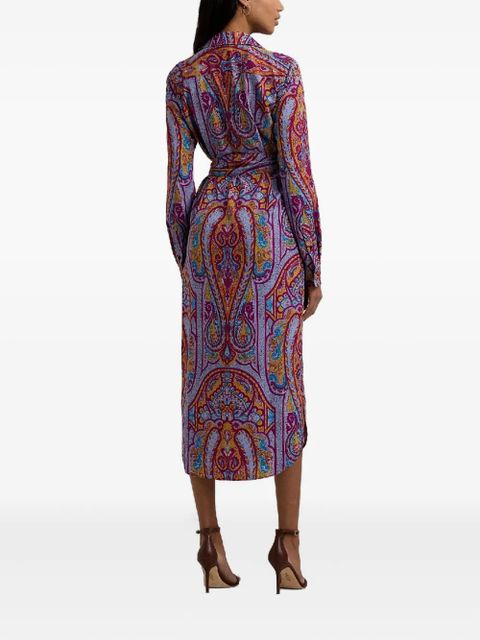 Lauren Ralph Lauren paisley-pattern buttoned shirt midi dress - Purple - zdjęcie produktu nr 2