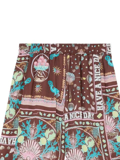 GANNI graphic-print shorts - Brown - zdjęcie produktu nr 2