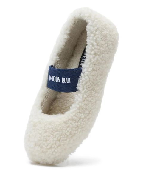 Moon Boot shearling ballet flats - White