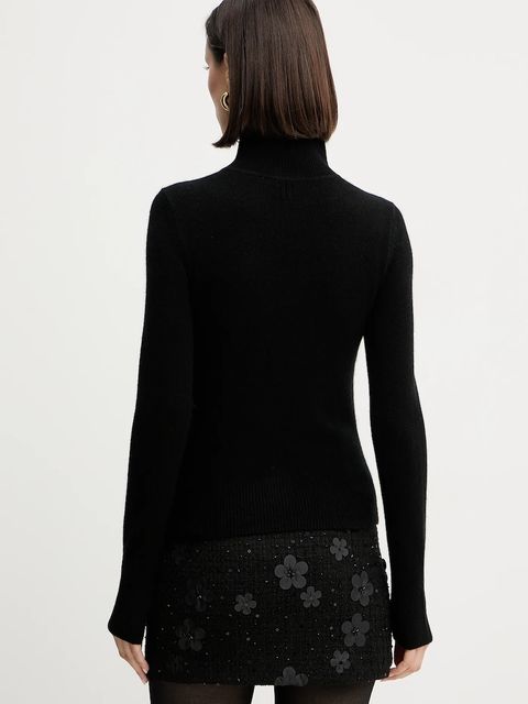 Marella sweter wełniany damski kolor czarny z półgolfem 2523366254200