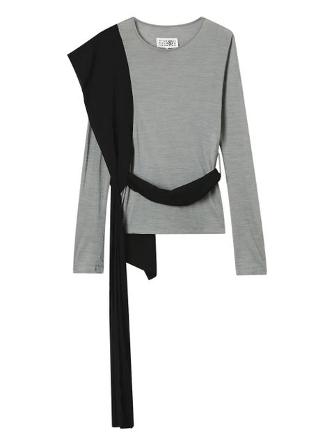 MM6 Maison Margiela draped-panel long-sleeved top - Grey - zdjęcie produktu nr 1