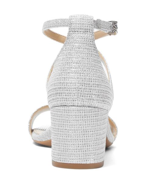 Michael Kors 57mm Serena Flex crossover-strap heeled sandals - Silver