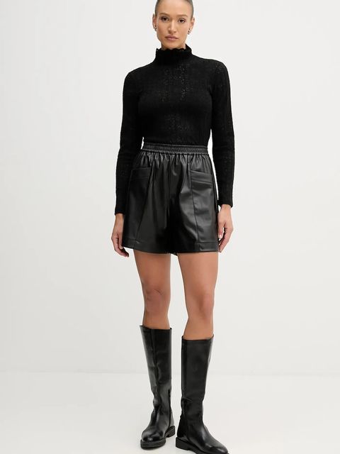 United Colors of Benetton sweter damski kolor czarny lekki z półgolfem 5W77DQ0AT