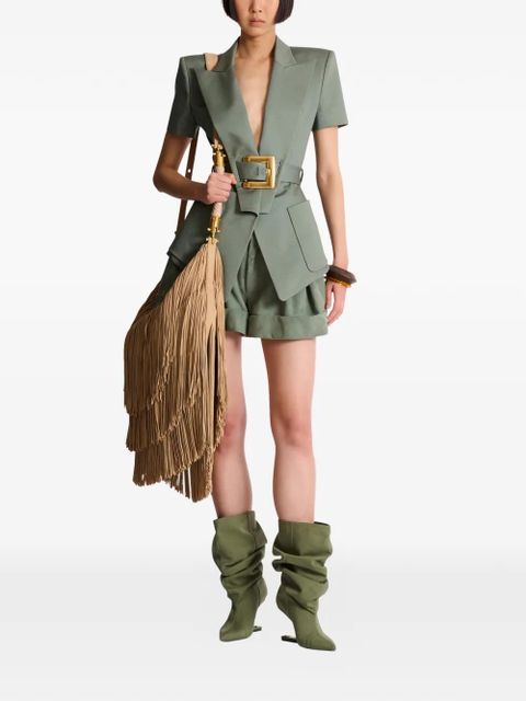 Balmain Anthem belted gabardine jacket - Green - zdjęcie produktu nr 2