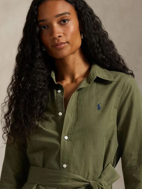 Polo Ralph Lauren sukienka z dodatkiem lnu kolor zielony mini rozkloszowana 211A96346