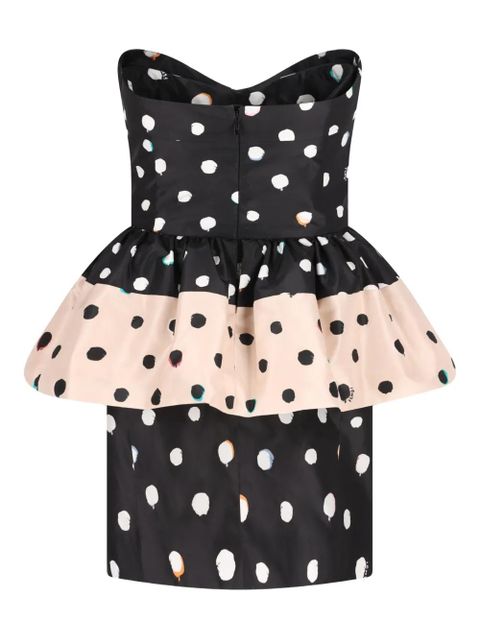 FENDI printed taffeta peplum dress - Black