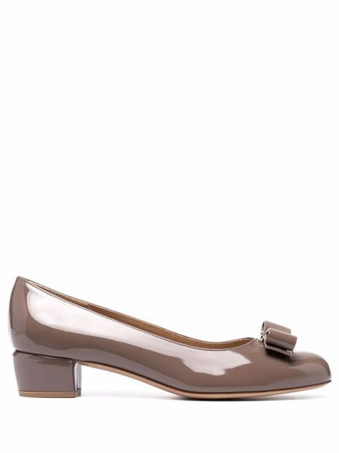 Ferragamo 30mm bow-detail block-heel pumps - Brown - zdjęcie produktu nr 1