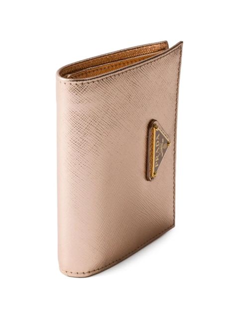 Prada logo-plaque saffiano-leather wallet - Brown