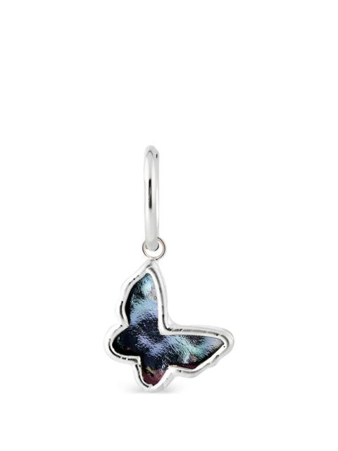 Poison Drop Lab hoop butterfly pendant mono earring - Silver