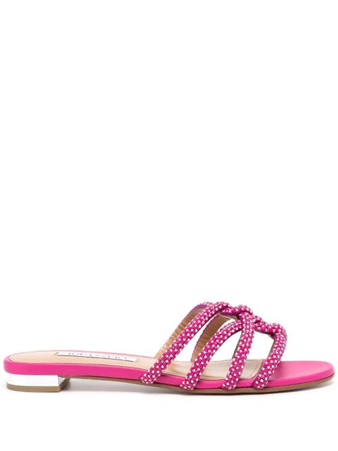 Aquazzura crystal-embellished flat sandals - Pink - zdjęcie produktu nr 1