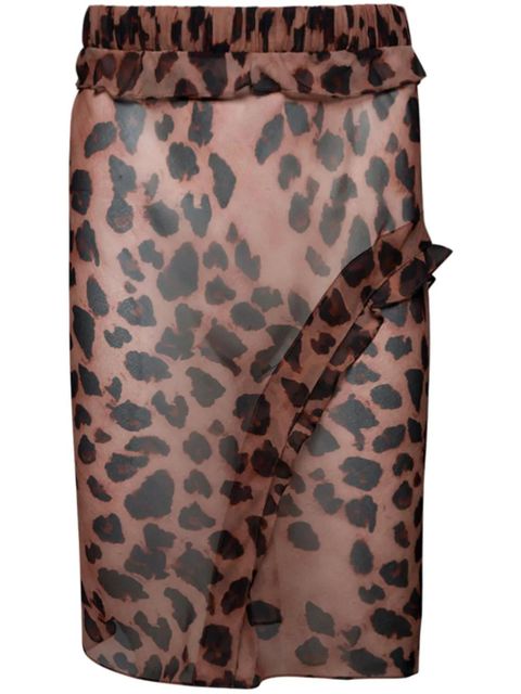 Christopher Esber semi-sheer ruffled midi skirt - Brown - zdjęcie produktu nr 1