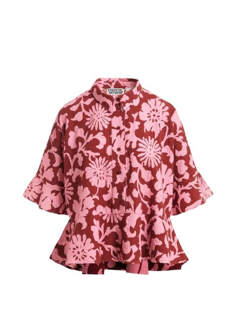 Essentiel Antwerp floral-print peplum-hem blouse - Brown - zdjęcie produktu nr 1