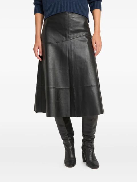 Yves Salomon flared leather midi skirt - Black