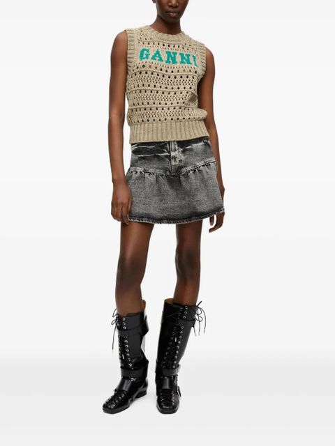 GANNI whiskering-effect mini skirt - Black - zdjęcie produktu nr 2