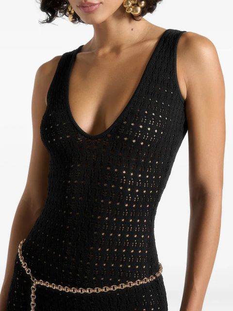 Manière De Voir pointelle open-back maxi dress - Black