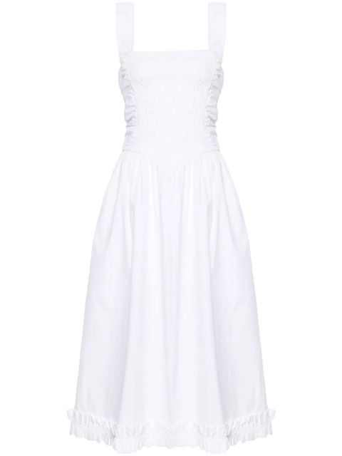 GANNI smocked poplin midi dress - White - zdjęcie produktu nr 1