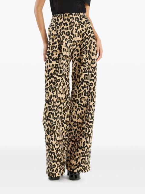 ROTATE BIRGER CHRISTENSEN pleated leopard-print trousers - Brown
