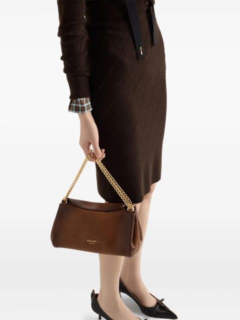 Prada diamond-pattern midi skirt - Brown