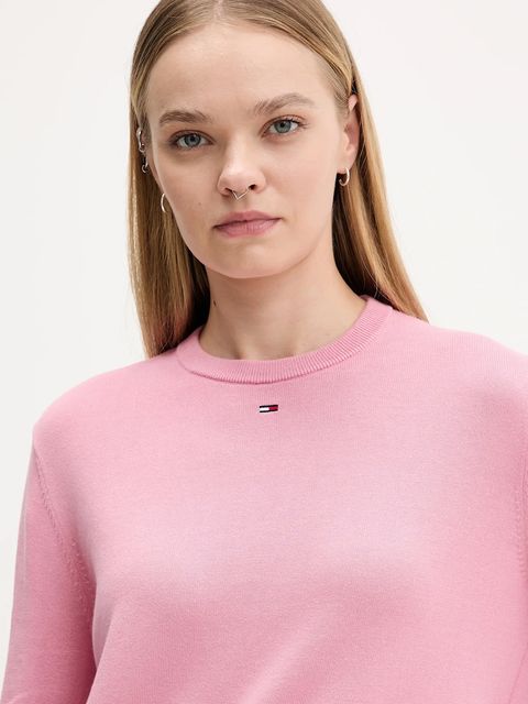 Tommy Jeans sweter bawełniany kolor różowy lekki DW0DW20159