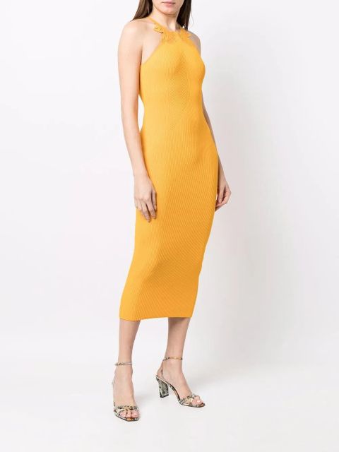 Self-Portrait bodycon midi dress - Yellow