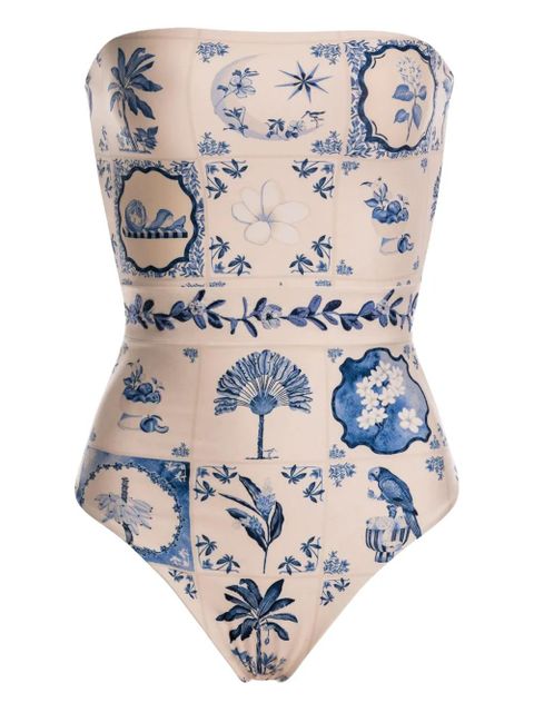 Agua By Agua Bendita Ilusión Wild strapless patterned swimsuit - White - zdjęcie produktu nr 1