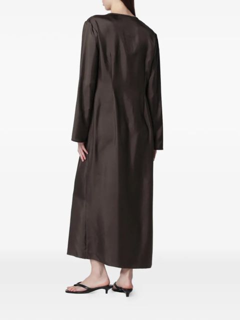 Róhe mandarin-closure silk dress - Brown