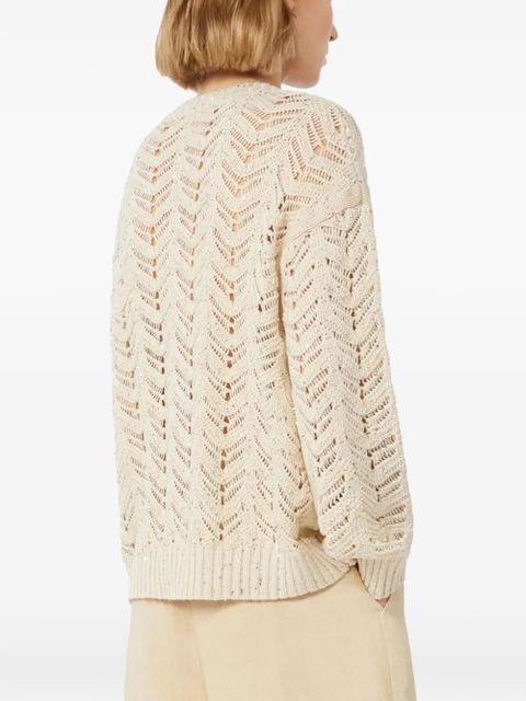 Max Mara openwork V-neck sweater - Neutrals