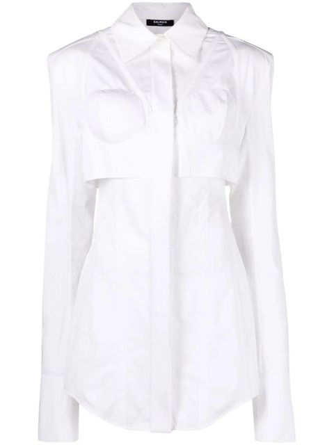 Balmain bustier-cut poplin shirt - White - zdjęcie produktu nr 1