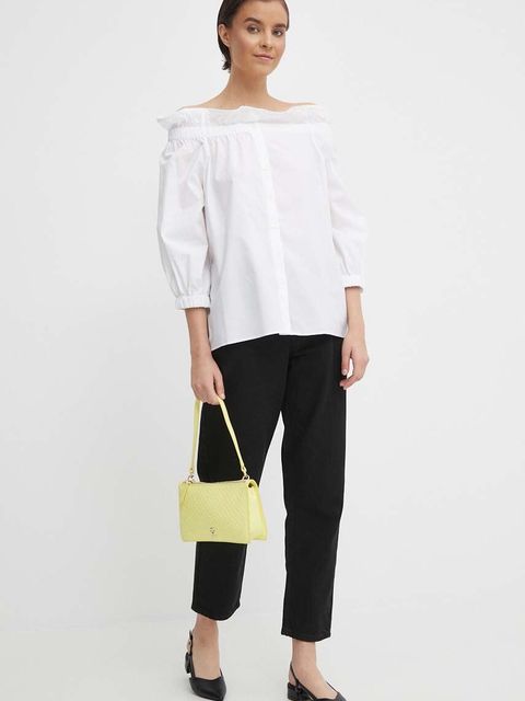 Mos Mosh bluzka bawełniana damska kolor biały gładka