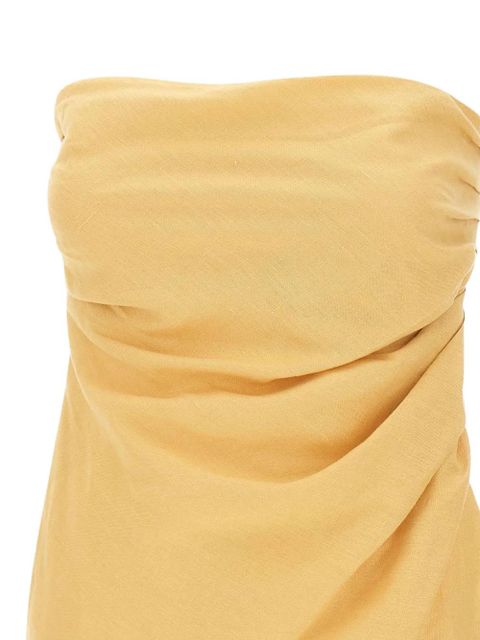 Faithfull the Brand Nera gathered asymmetric linen top - Yellow