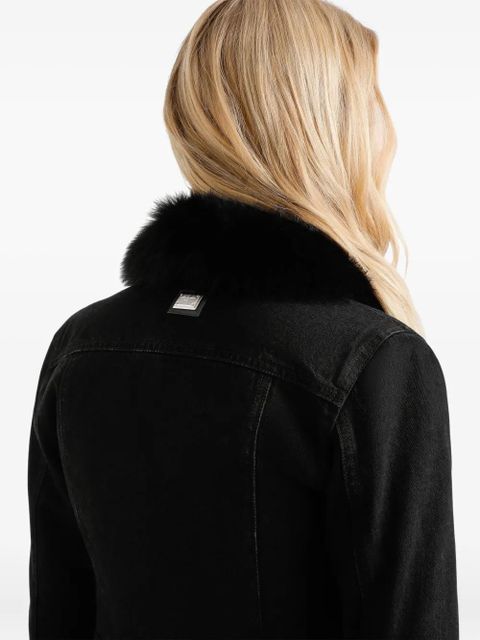 Dolce & Gabbana faux fur-trimmed denim jacket - Black