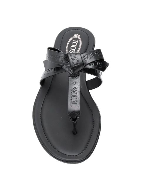 Tod's embossed logo flat sandals - Black