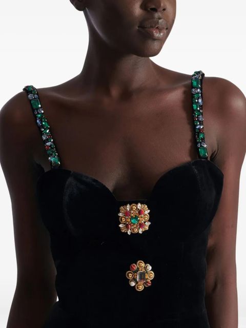 Balmain jewel-embellished velvet dress - Black