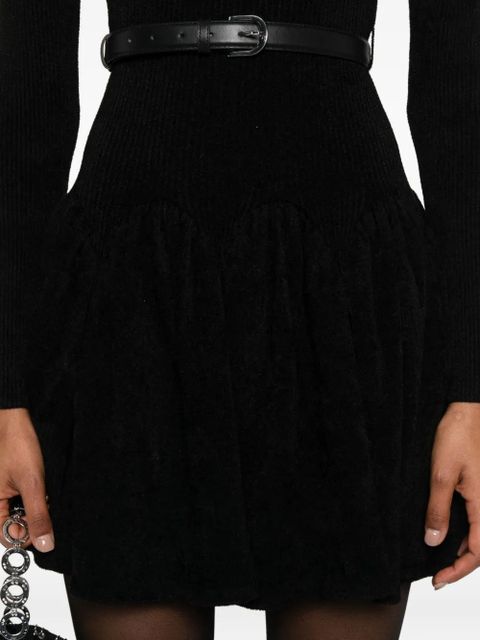 Self-Portrait ribbed belted dress - Black