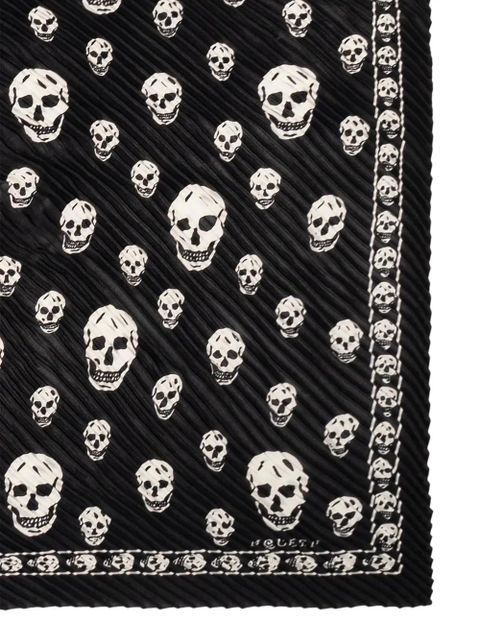 Alexander McQueen skull-print plissé scarf - Black - zdjęcie produktu nr 2
