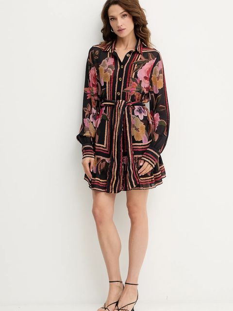 Farm Rio sukienka kolor czarny mini prosta 340071