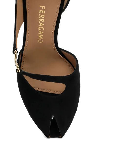 Ferragamo 95mm Molly ankle-wrap peep-toe pumps - Black
