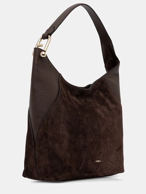 Furla torebka zamszowa Lara M Hobo kolor brązowy WB01900 BX1895 4286S