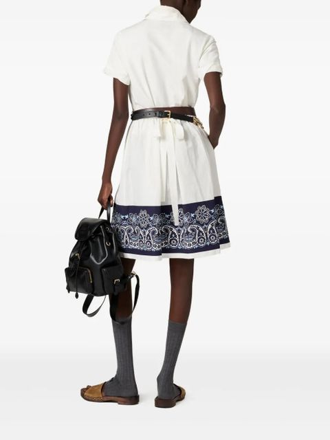 Miu Miu bandana-print poplin midi dress - White - zdjęcie produktu nr 2