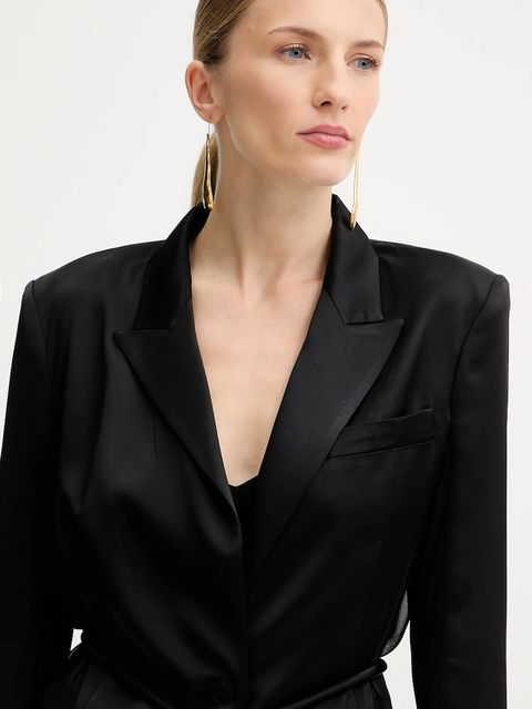 Pinko marynarka kolor czarny jednorzędowa gładka 105604 A2RA