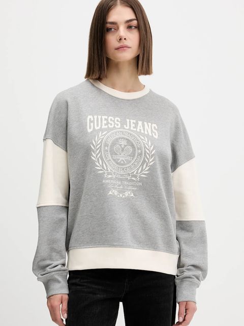 Guess Jeans bluza bawełniana damska kolor szary z nadrukiem W5YQ20 K68I4 - zdjęcie produktu nr 1