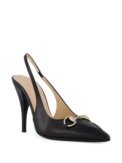 Gucci 105mm horsebit slingback leather pumps - 1000