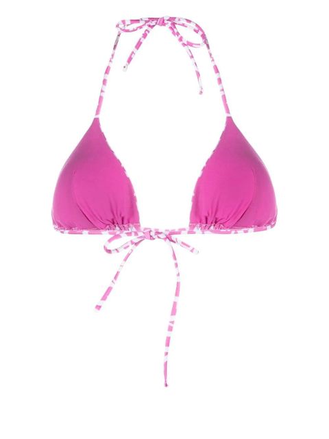 Versace logo-print triangle bikini top - Pink